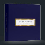 Estate Planning Portfolio Navy Blue Gold 3 Ring Binder<br><div class="desc">Designed for Estate Planners and Law and Legal firms. This binder is ideal for organizing your client's portfolio information.</div>