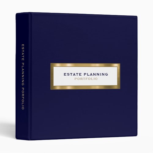  Estate Planning Portfolio Navy Blue Gold 3 Ring Binder