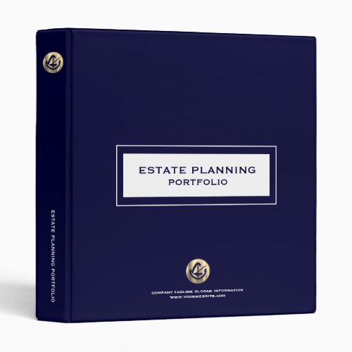 Estate Planning Portfolio Navy Blue Gold Logo 3 Ring Binder