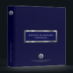 Estate Planning Portfolio Navy Blue Metallic Logo 3 Ring Binder<br><div class="desc">Designed for Estate Planners and Law and Legal firms. This binder is ideal for organizing your client's portfolio information.</div>