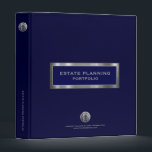 Estate Planning Portfolio Navy Blue Metallic Logo 3 Ring Binder<br><div class="desc">Designed for Estate Planners and Law and Legal firms. This binder is ideal for organizing your client's portfolio information.</div>