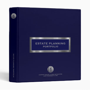 Estate Planning Portfolio Navy Blue Metallic Logo 3 Ring Binder
