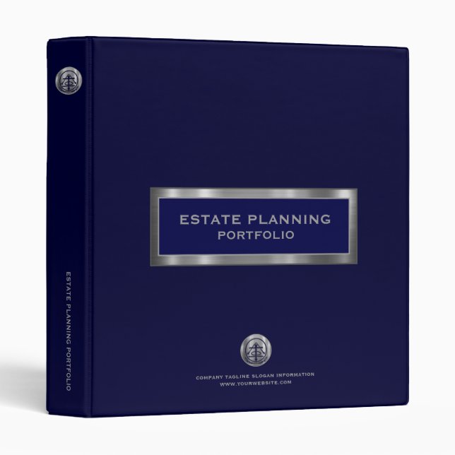 Estate Planning Portfolio Navy Blue Metallic Logo 3 Ring Binder (Front/Spine)