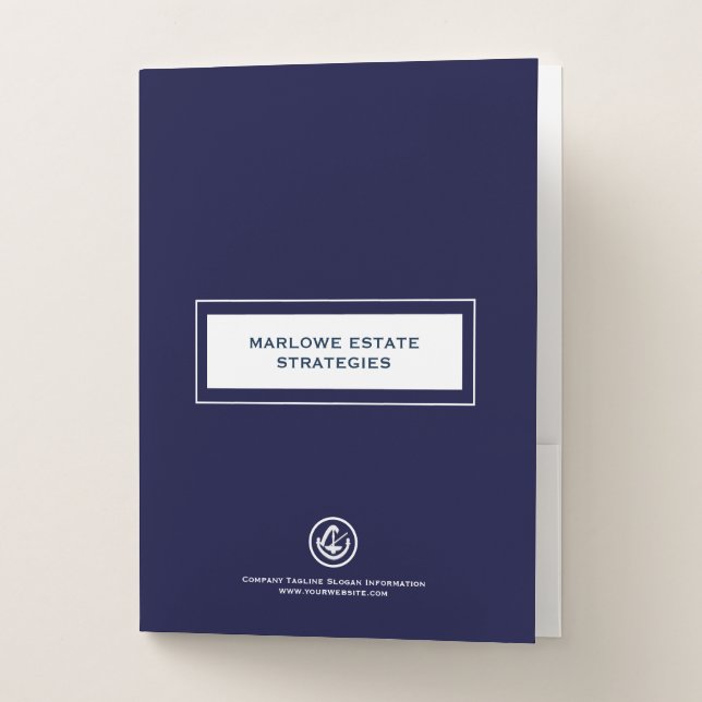 Estate Planning Portfolio Navy Blue with Logo Pocket Folder (Front)