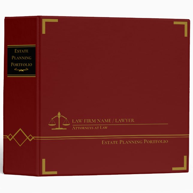 Estate Planning Portfolio - Red | Black 3 Ring Binder (Front/Spine)