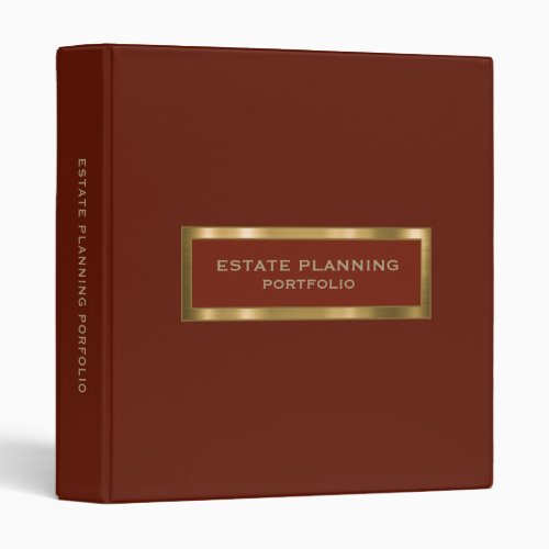 Estate Planning Portfolio Red Gold 3 Ring Binder