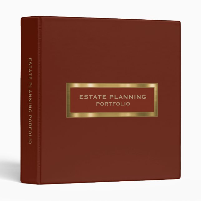 Estate Planning Portfolio Red Gold 3 Ring Binder (Front/Spine)
