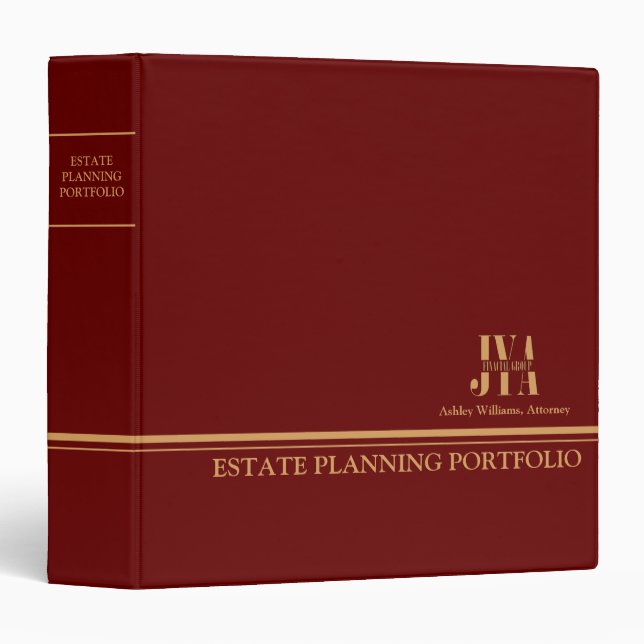 Estate Planning Portfolio - Red | Gold 3 Ring Binder (Front/Spine)