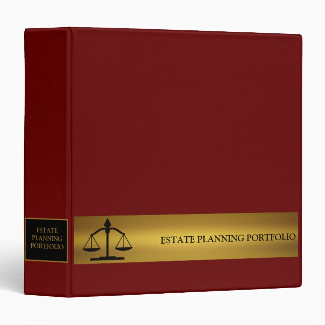 Estate Planning Portfolio - Red | Gold 3 Ring Binder (Front/Spine)