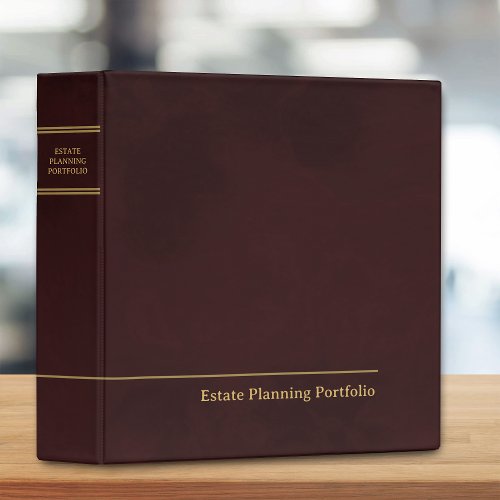 Estate Planning Portfolio Red  Gold 3 Ring Binder
