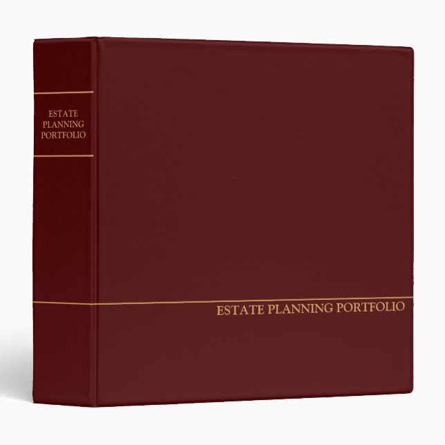 Estate Planning Portfolio - Red | Gold   3 Ring Binder (Front/Spine)