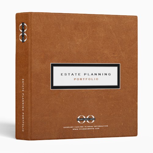 Estate Planning Portfolio Sable Leather Logo 3 Ring Binder