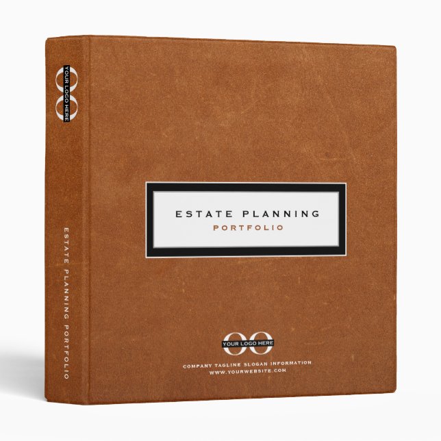 Estate Planning Portfolio Sable Leather Logo 3 Ring Binder (Front/Spine)