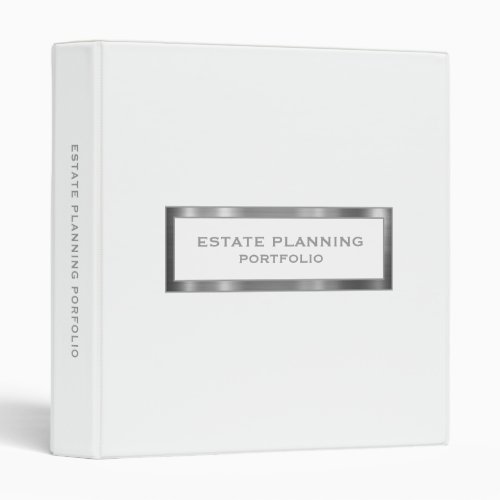 Estate Planning Portfolio White Brushed Metal 3 Ring Binder