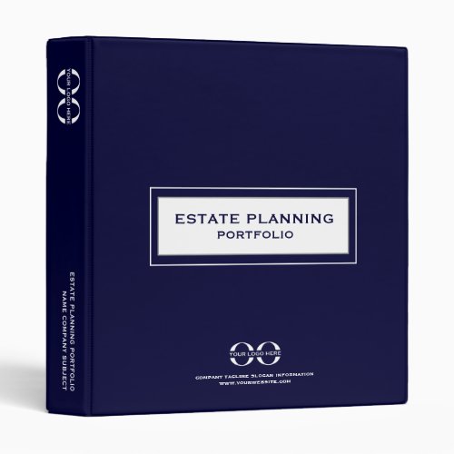 Estate Planning Portfolio with Logo Navy Blue 3 Ring Binder