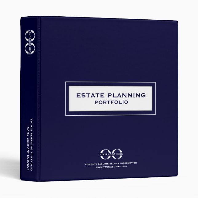 Estate Planning Portfolio with Logo Navy Blue 3 Ring Binder (Front/Spine)