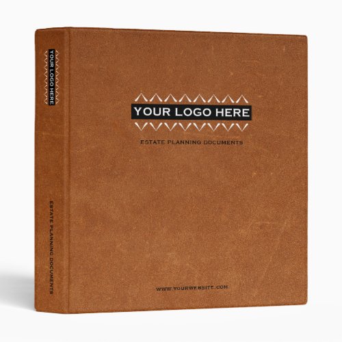 Estate Planning Sable Leather Print Logo 3 Ring Binder