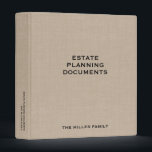 Estate Planning Trust Documents Binder<br><div class="desc">Estate Planning Trust Documents binder with stylish modern linen print background and fully customizable text. Use for your personal estate planning or for clients if you are a financial advisor or estate planner. Keep your trust,  will,  power of attorney,  instructions,  and other documents organized and safe.</div>