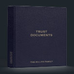 Estate Planning Trust Documents Binder<br><div class="desc">Estate Planning Trust Documents binder with professional faux blue leather look background and fully customizable text. Use for your personal estate planning or for clients if you are a financial advisor or estate planner. Keep your trust,  will,  power of attorney,  instructions,  and other documents organized and safe.</div>