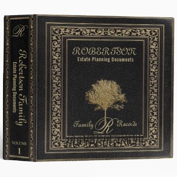 Estate Planning | Vintage Leather Book Look 3 Ring Binder by MemorialGiftShop at Zazzle