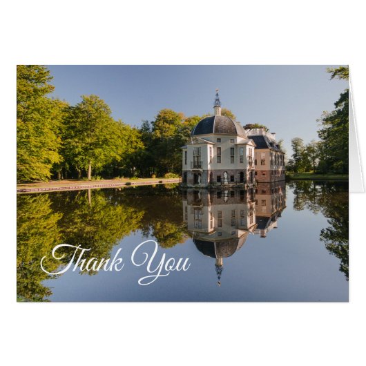 Estate Reflected in Pond Thank You Blank Note Card (Front Horizontal)