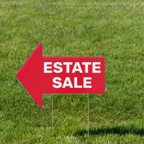 Estate Sale bold white text on red 2_sided Arrow Sign