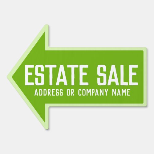 Estate Sale Company bright green Directional Arrow Sign