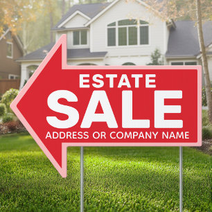 Estate Sale Company - Red - Directional Arrow Sign