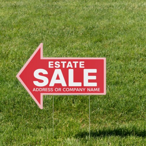 Estate Sale Company _ Red _ Directional Arrow Sign