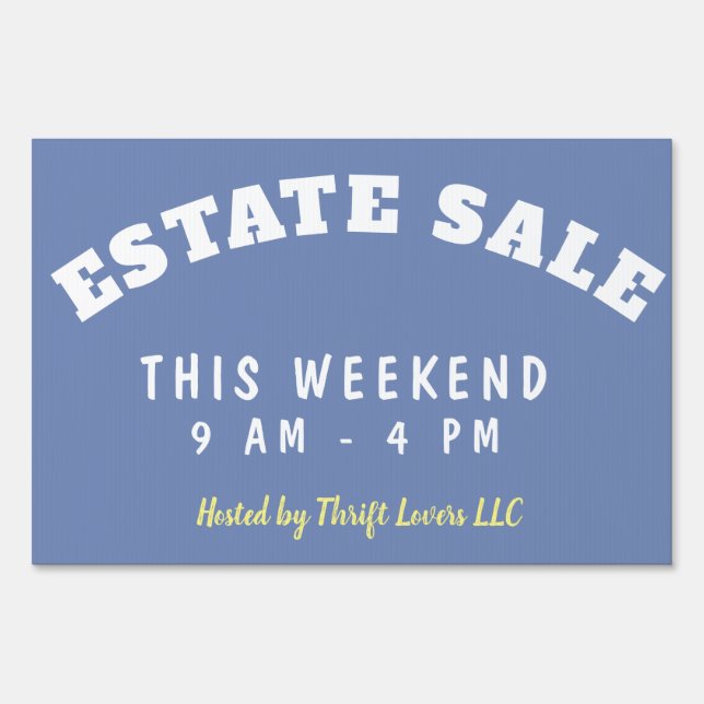 Estate Sale Event Customizable Yard Sign (Front)