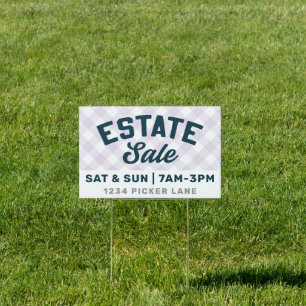 Estate Sale Gingham Sign