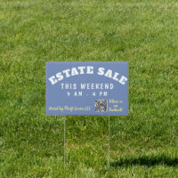 Estate Sale QR Code Event Customizable Yard Sign