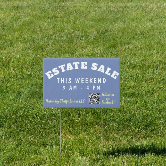 Estate Sale QR Code Event Customizable Yard Sign (Insitu)