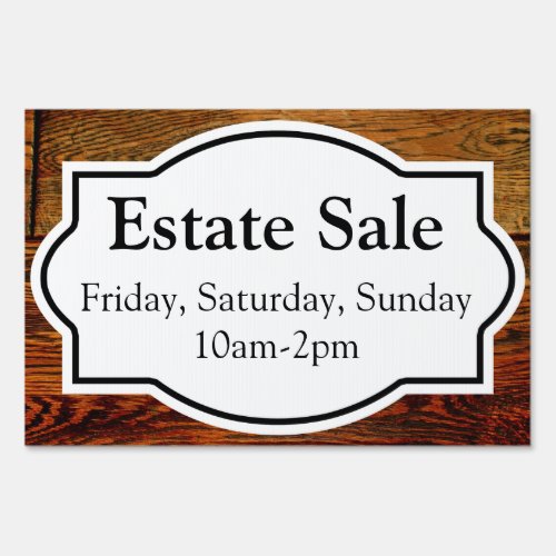 Estate Sale Wood_Look Yard Sign