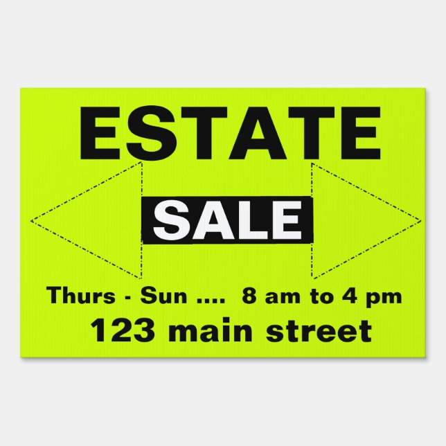 Estate, Yard or Garage Sale Yard Sign (Front)