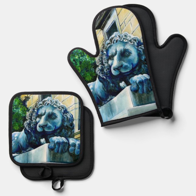Esteemed Feline Oven Mitt & Pot Holder Set (Front/Back)