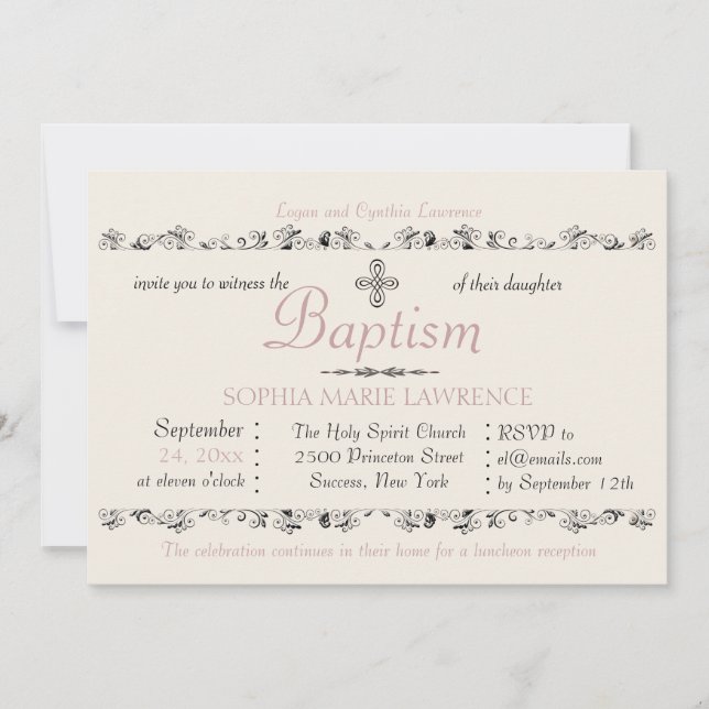 Esteemed Sacrament Religious Invitation (Pink) (Front)