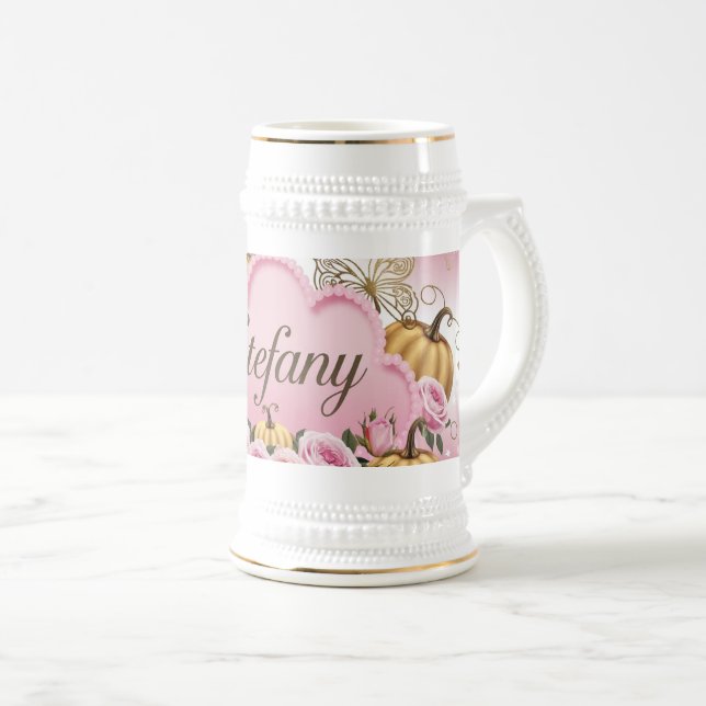 Estefany – Whimsical Pink Cloud Coffee Mug (Front Right)