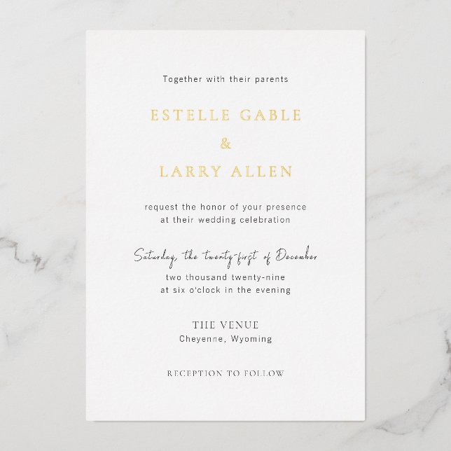 Estelle Elegant Wedding Foil Invitation (Front)