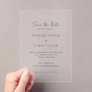 Estelle Elegant Wedding Save the Date Acrylic Invitations