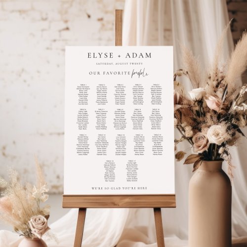 Estelle Minimal 17 Table Wedding Seating Chart Foam Board