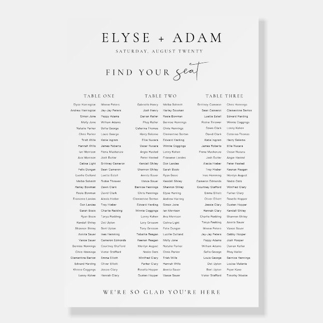 Estelle Minimal 3 Banquet Table Plan Foam Board (Front)