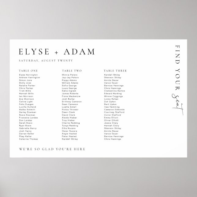 Estelle Minimal 3 Banquet Table Seating Poster (Front)