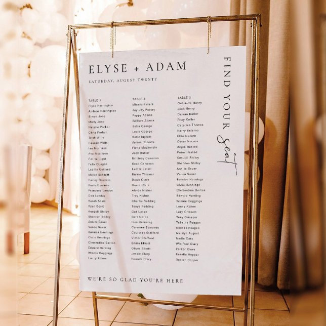 Estelle Minimal 3 Long Table Seating Foam Board (Find Your Seat 3 Table Seating Chart Estelle)