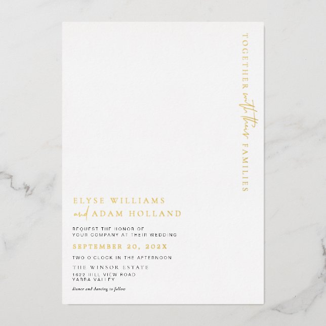 Estelle Minimalist Gold Foil Wedding Invitation Foil Invitation (Front)