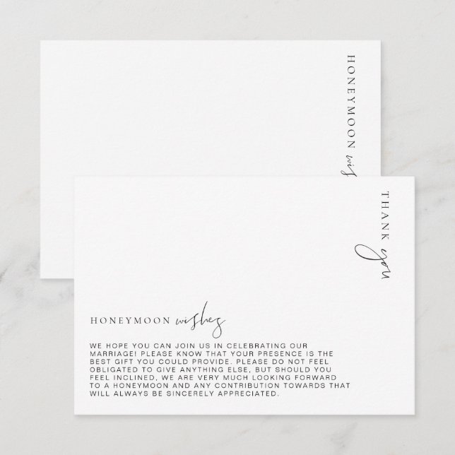 Estelle Minimalist Honeymoon Wishes Card (Front/Back)