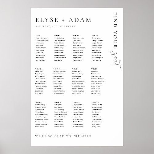 Estelle Modern Minimal 12 Table Seating Poster