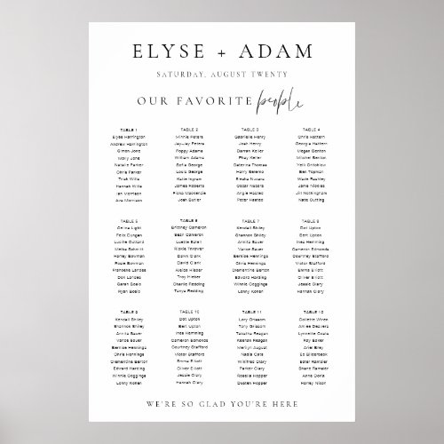 Estelle Modern Minimal 12 Table Seating Poster