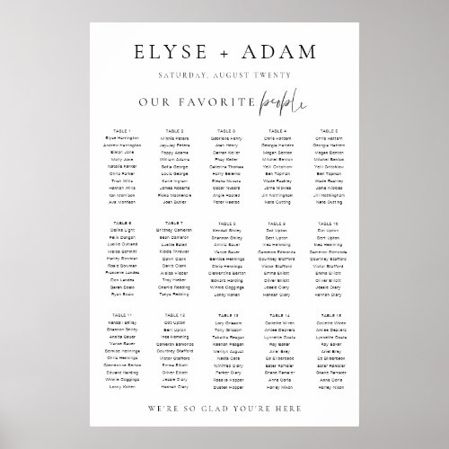 Estelle Modern Minimal 15 Table Seating Poster