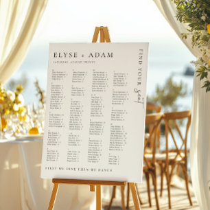 Estelle Modern Minimal Alphabetical Seating Poster